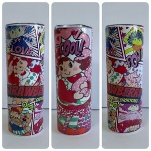 Vintage Strawberry Shortcake Comic Style Sublimation Tumbler 20oz Skinny
